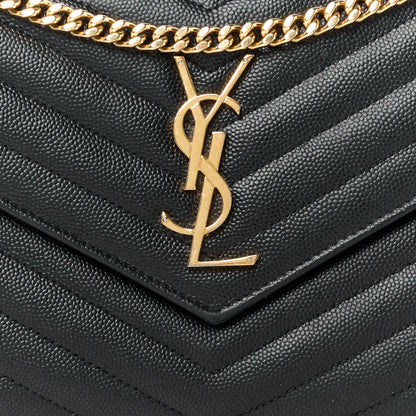 Saint Laurent Grain De Poudre Matelasse Chevron Monogram Chain Wallet Black 8 of 10
