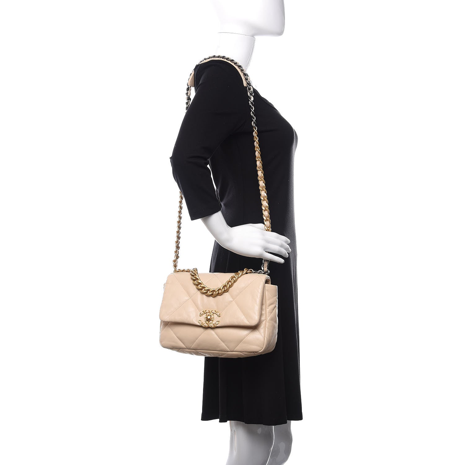 Chanel Goatskin Quilted Medium 19 Flap Beige 2 of 12
