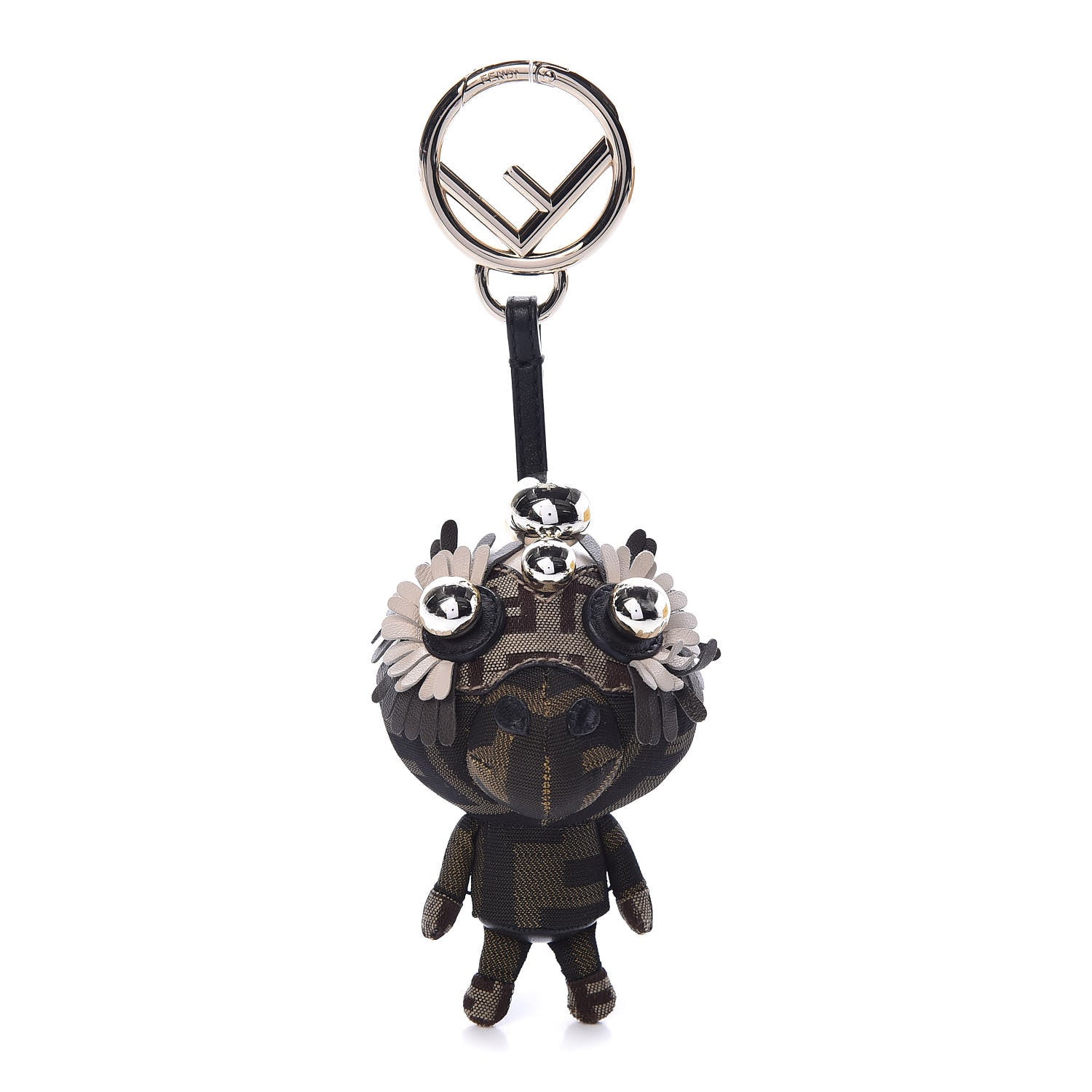 Fendi Nappa Zucca Zucchino Pearl F is Fendi Space Monkey Bag Charm Camelia Carbone Mogano Panna 1 of 3