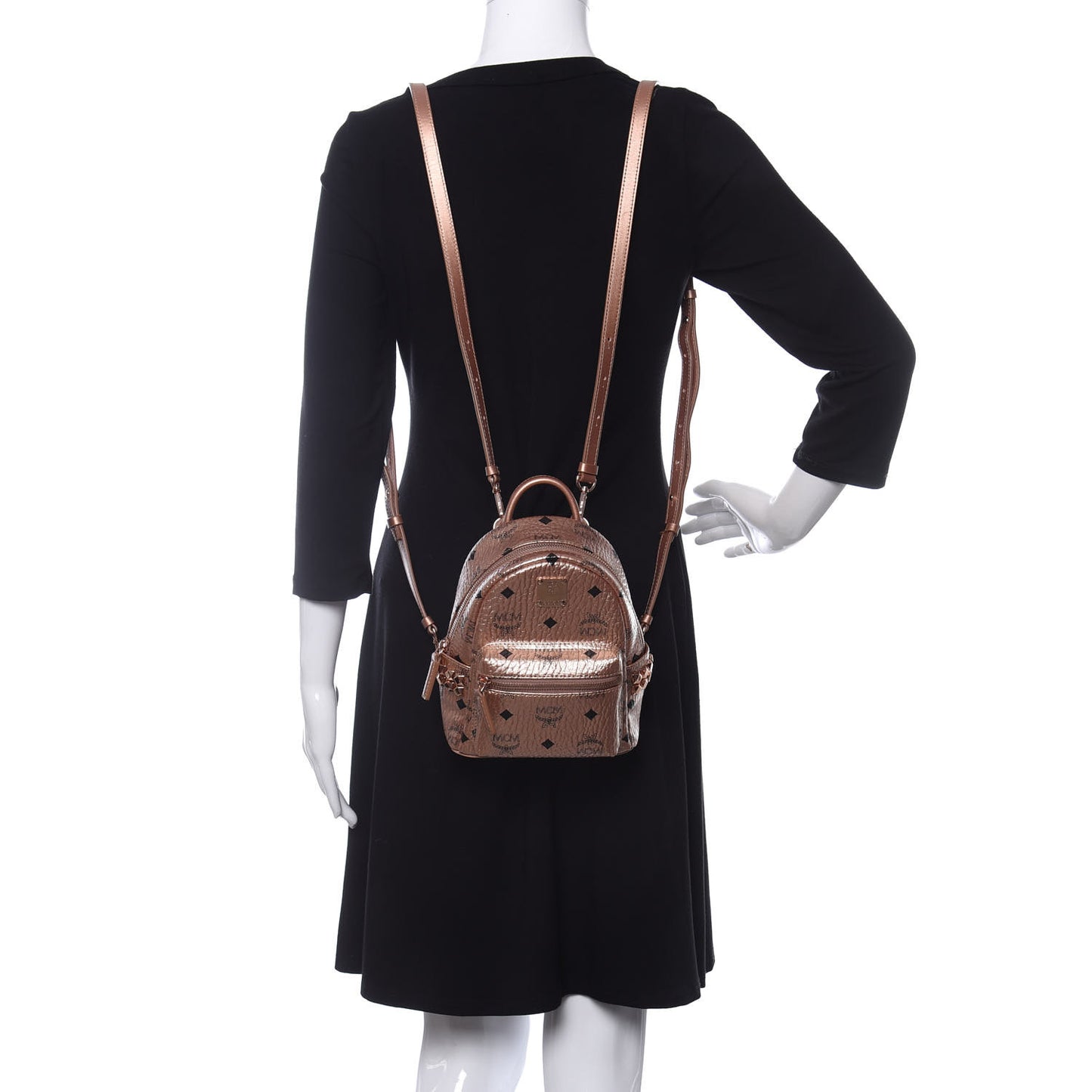 Metallic Visetos Studded X-Mini Bebe Boo Backpack Champagne Gold