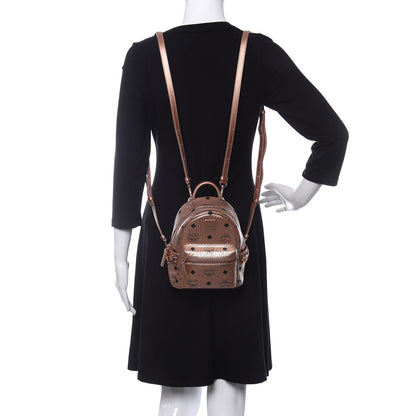 MCM Metallic Visetos Studded X-Mini Bebe Boo Backpack Champagne Gold 2 of 10
