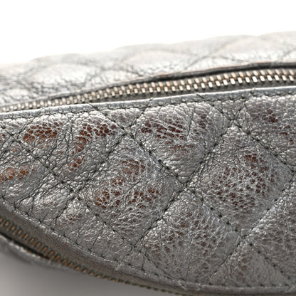 Chanel Metallic Calfskin Quilted Banane Waist Bag Fanny Pack Dark Silver 11 of 14