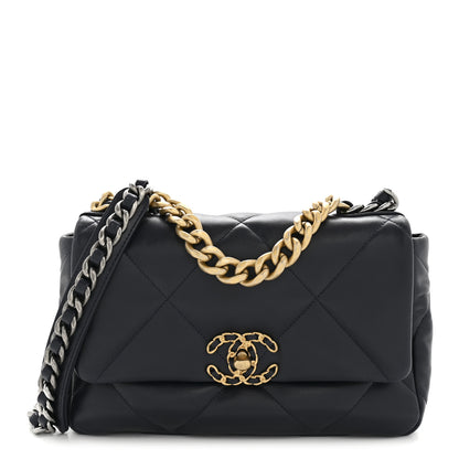 Chanel Lambskin Quilted Medium Chanel 19 Flap Navy Blue 1 of 14