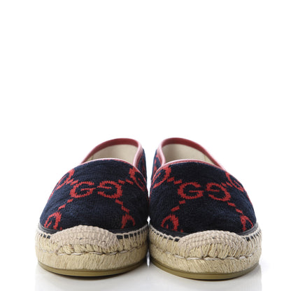 Gucci Terry Cloth GG Monogram Espadrilles 37 Blue Red 2 of 10