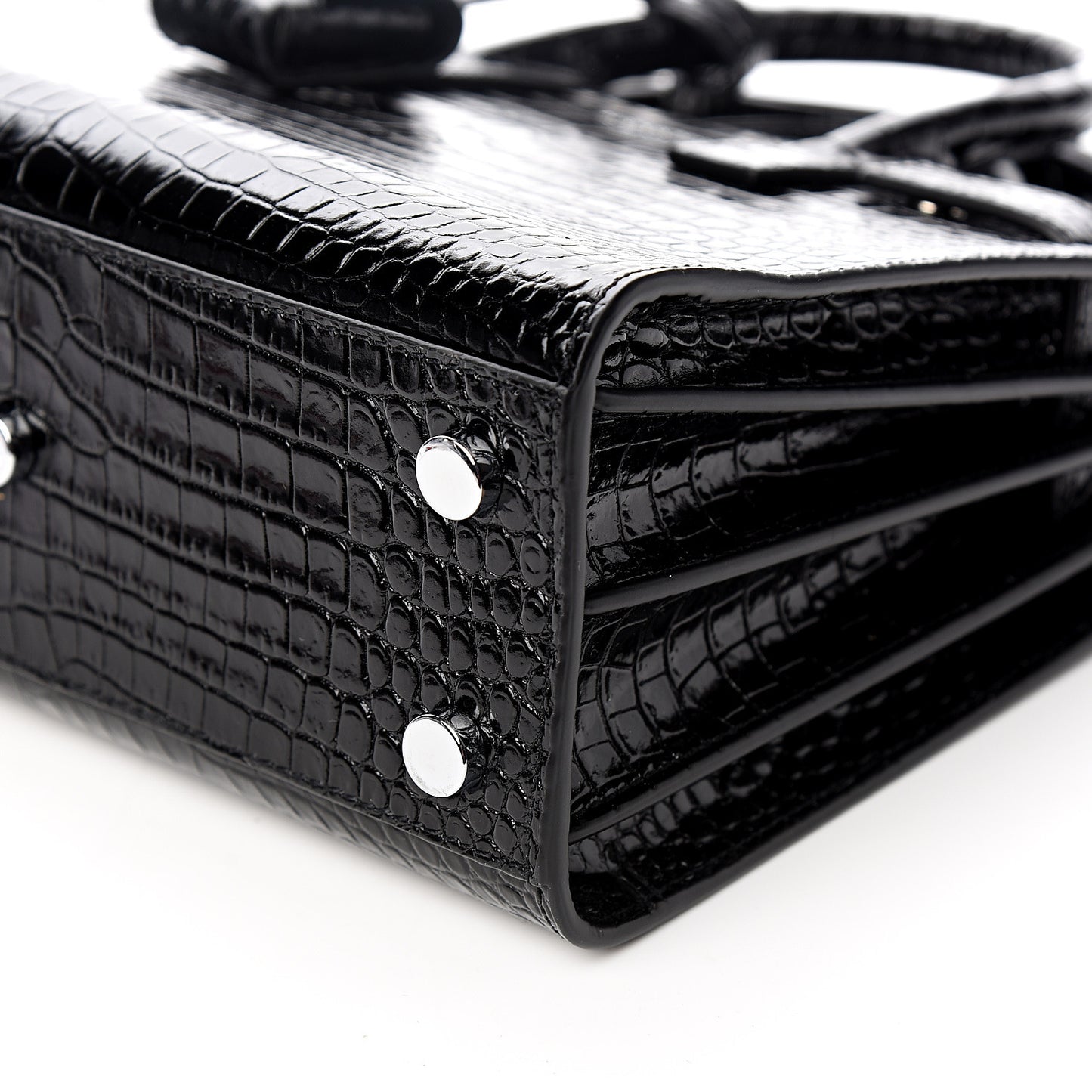 Calfskin Crocodile Embossed Nano Sac De Jour Black