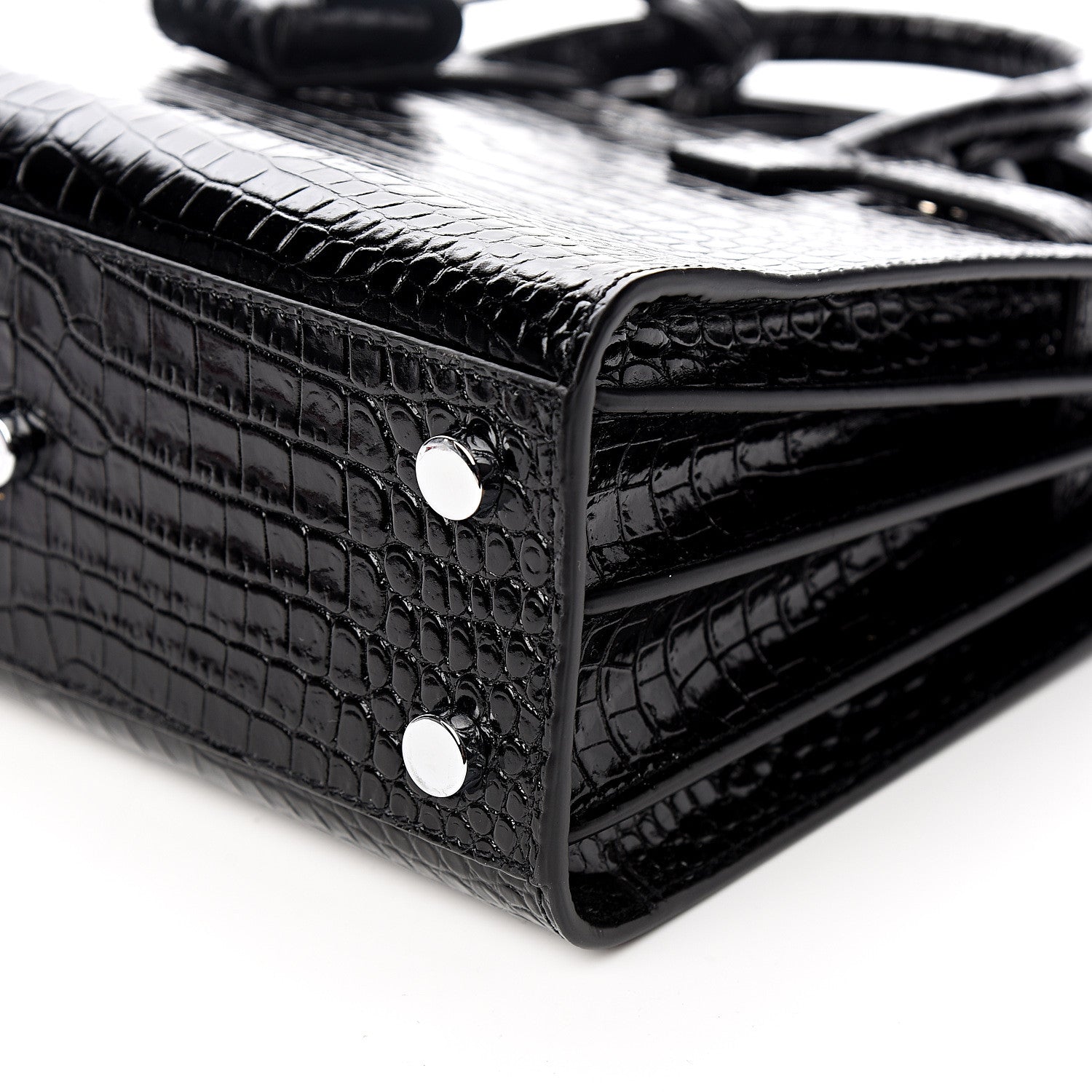Saint Laurent Calfskin Crocodile Embossed Nano Sac De Jour Black 8 of 9