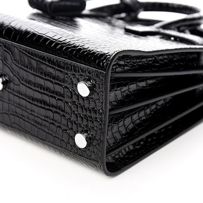 Saint Laurent Calfskin Crocodile Embossed Nano Sac De Jour Black 8 of 9
