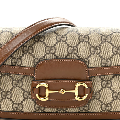 Gucci GG Supreme Monogram Small Horsebit 1955 Chain Shoulder Bag Beige Ebony Brown Sugar 8 of 11