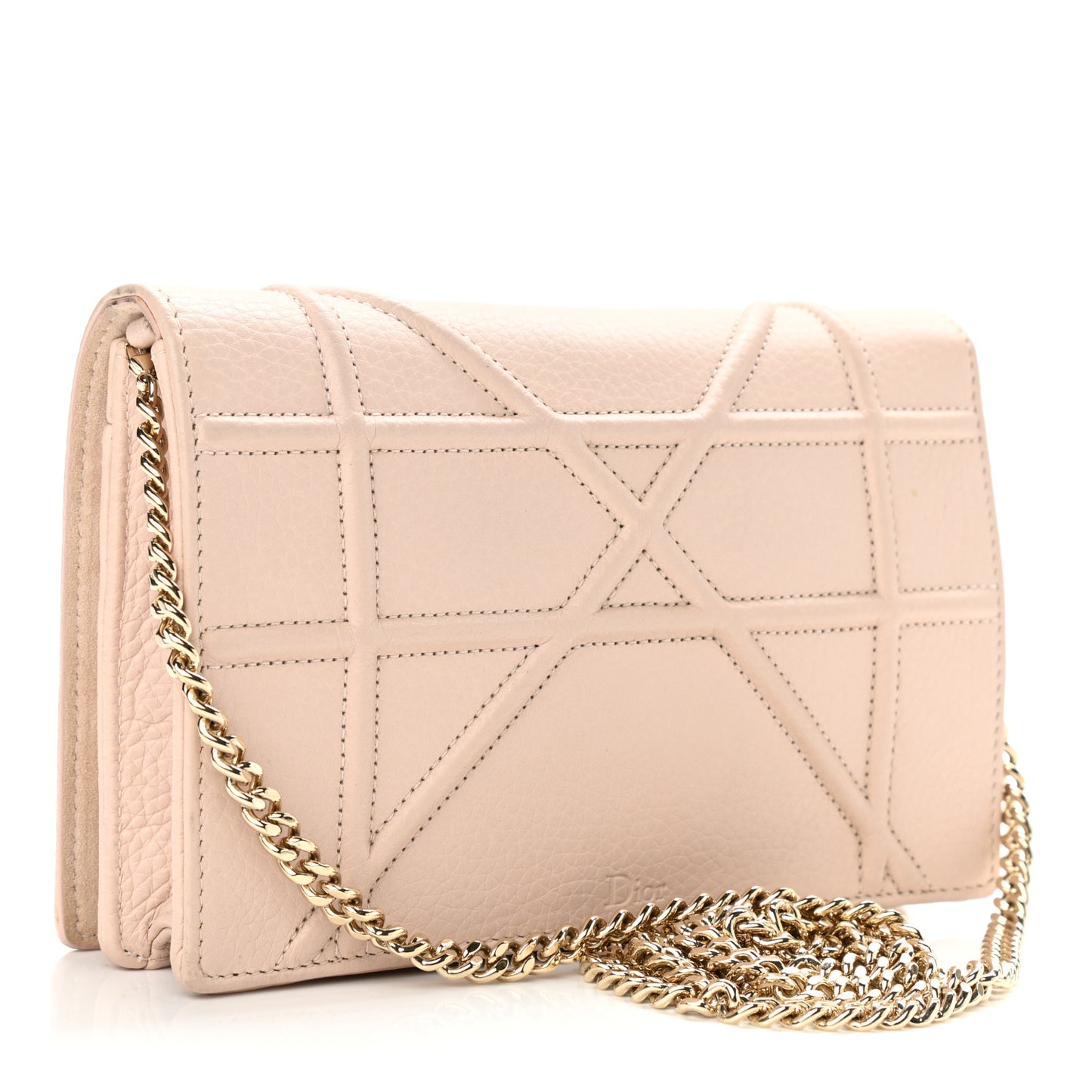Grained Calfskin Diorama Wallet on Chain Pouch Nude