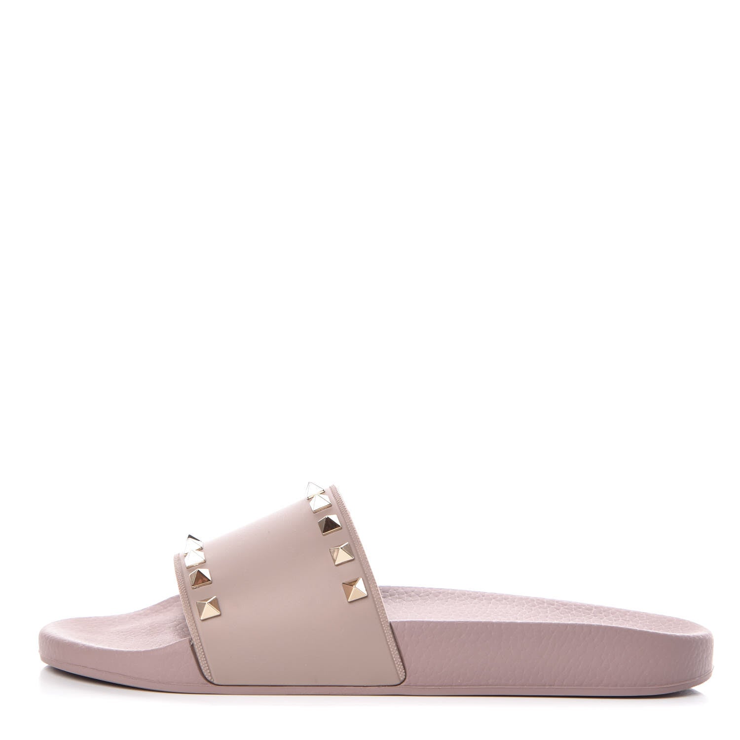 Valentino Garavani Rubber Rockstud Slide Sandals 40 Poudre 1 of 9