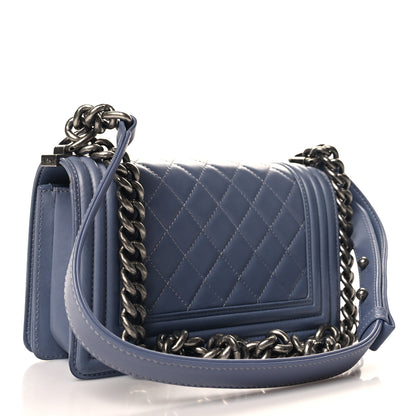 Chanel Lambskin Quilted Small Boy Flap Light Blue 3 of 12