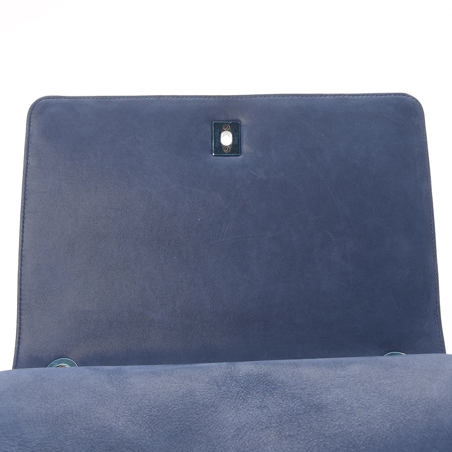 Glazed Calfskin Quilted Medium Day Trip Flap Navy