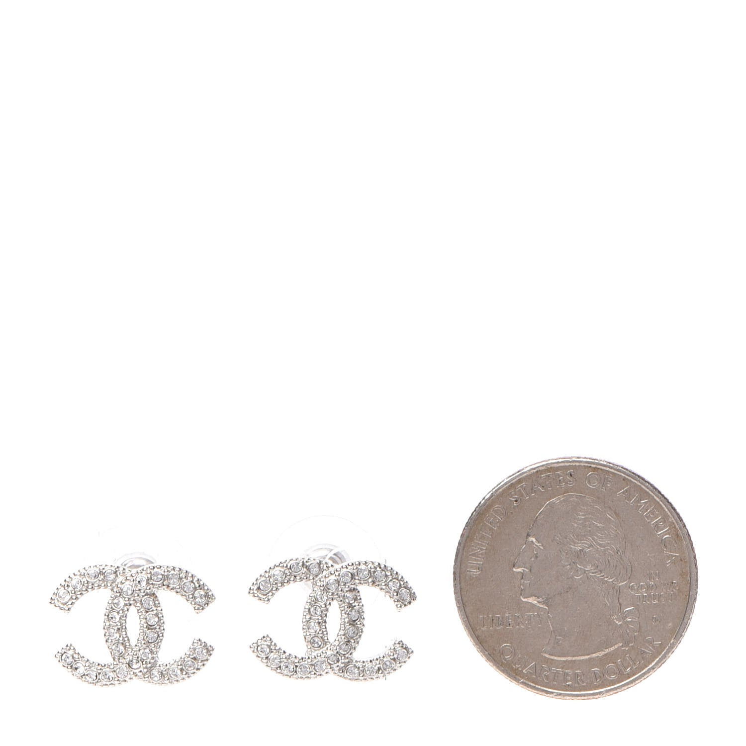 Chanel Crystal CC Earrings Silver 2 of 5