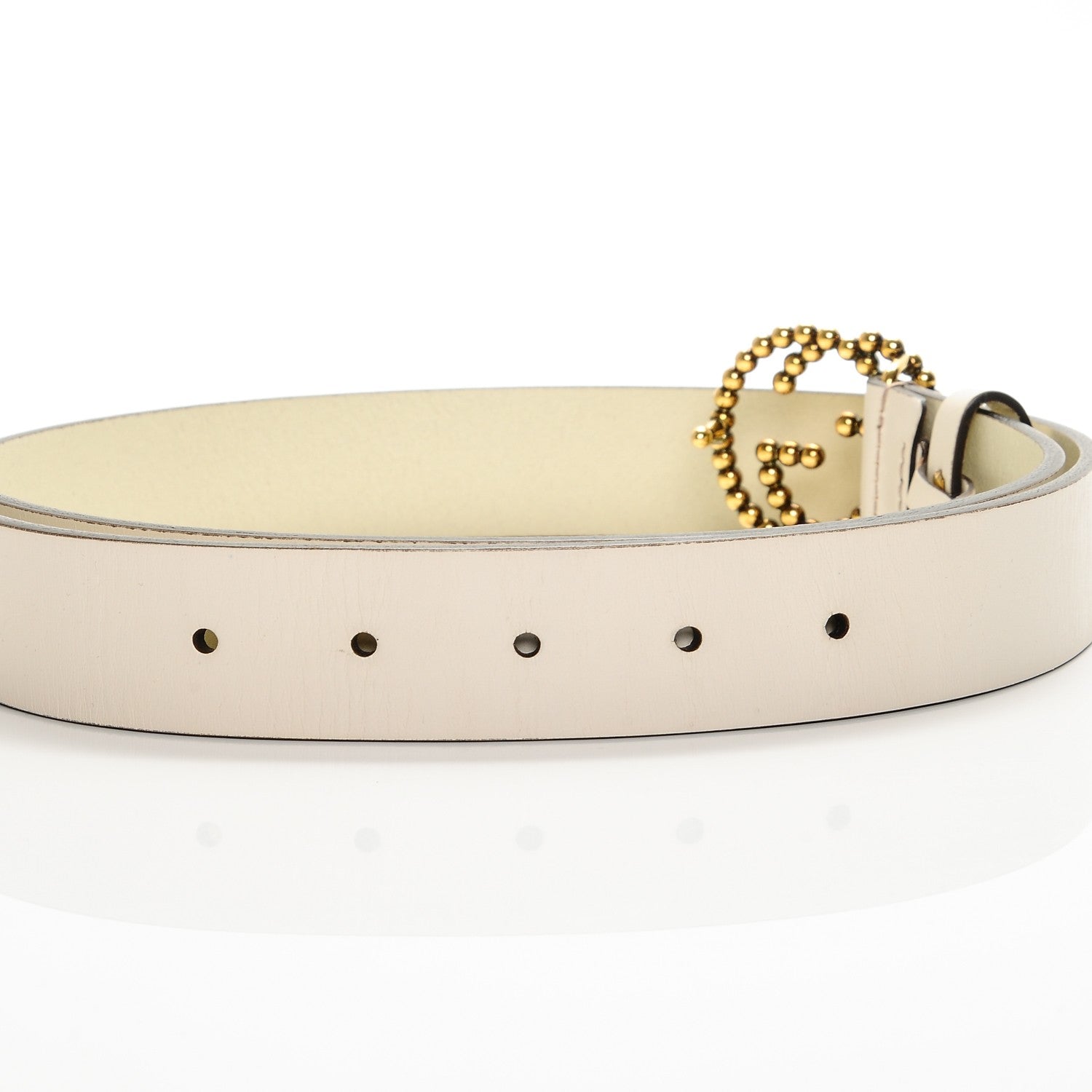 Gucci Margaux Calfskin Studded Interlocking G 30mm Belt 90 36 Mystic White 5 of 6