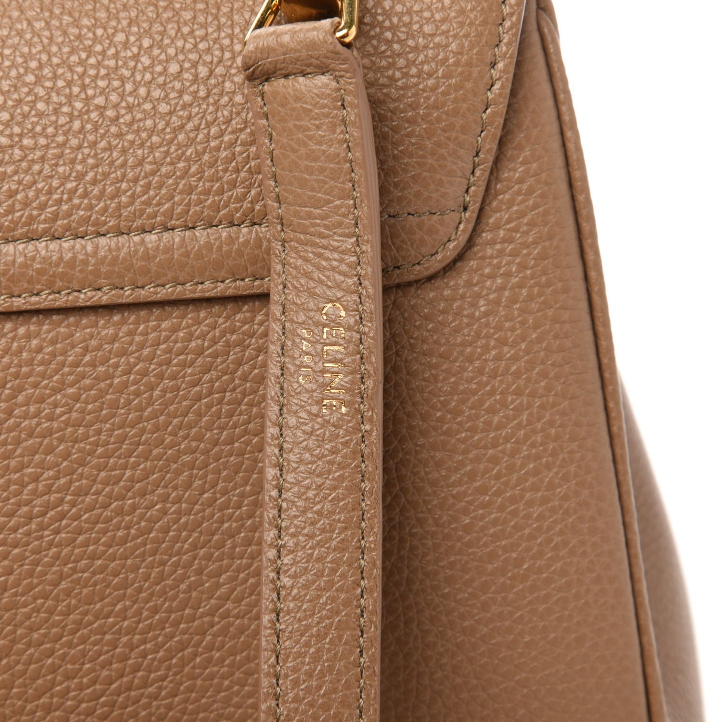 Grained Calfskin Small 16 Top Handle Bag Beige