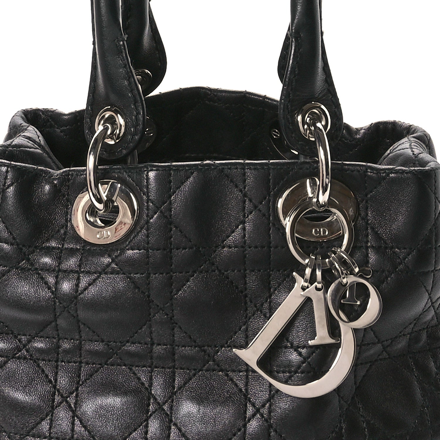 Christian Dior Lambskin Cannage Small Soft Lady Dior Tote Black 8 of 13