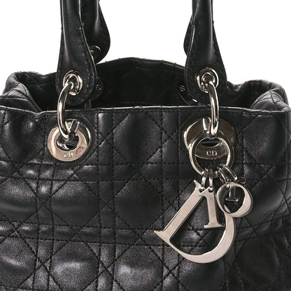 Christian Dior Lambskin Cannage Small Soft Lady Dior Tote Black 8 of 13
