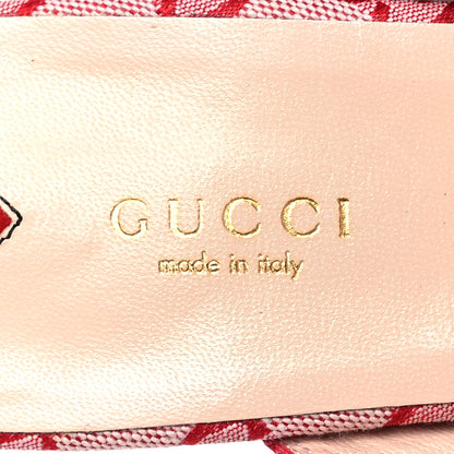 Gucci Canvas GG Monogram Horsebit Womens Princetown Slippers 39.5 Gardenia Hibiscus Red 9 of 11