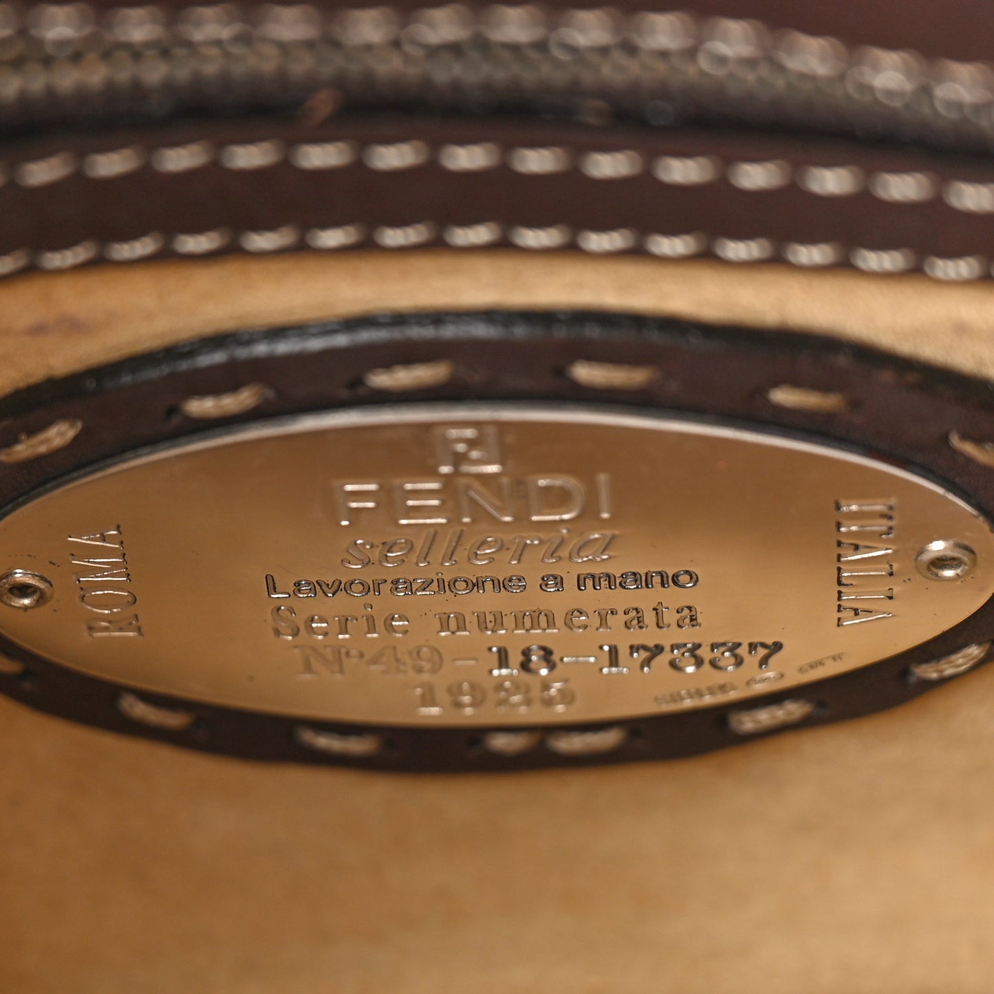 Calfskin Romano Selleria Mini Mama Baguette Brown