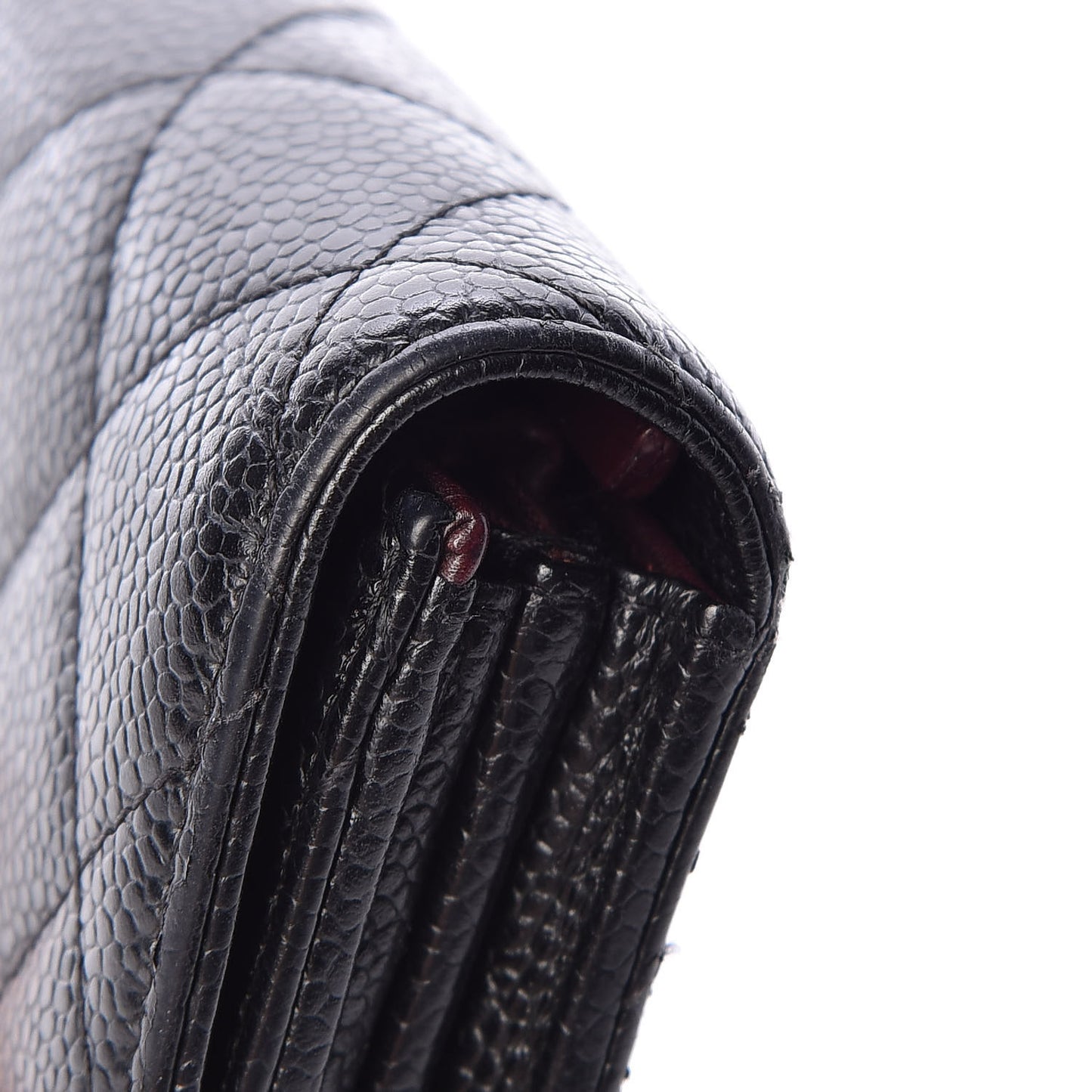 Caviar Quilted Large Gusset Flap Wallet Black