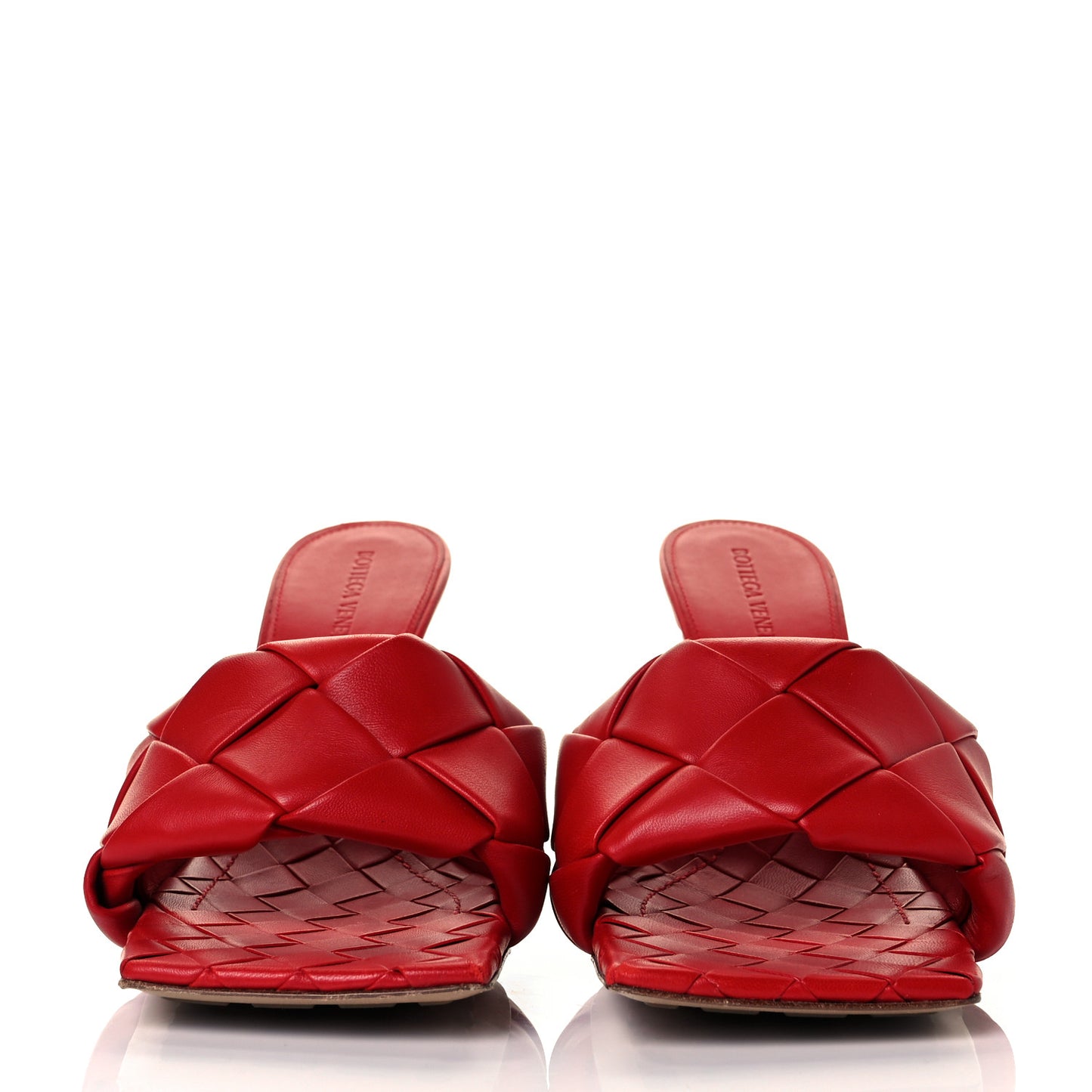 Nappa Maxi Intrecciato Lido 90mm Mule Sandals 40 Bright Red