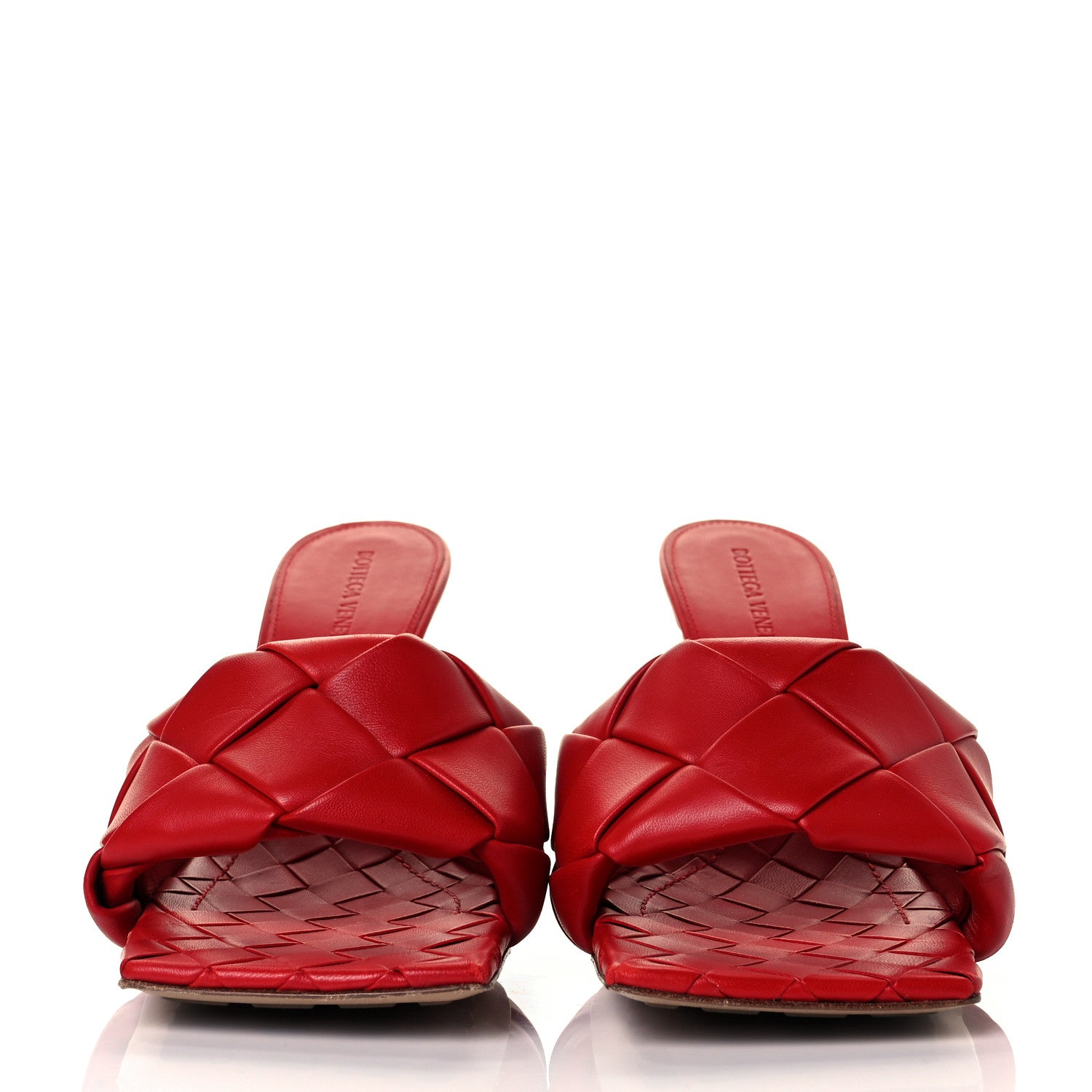 Bottega Veneta Nappa Maxi Intrecciato Lido 90mm Mule Sandals 40 Bright Red 2 of 7