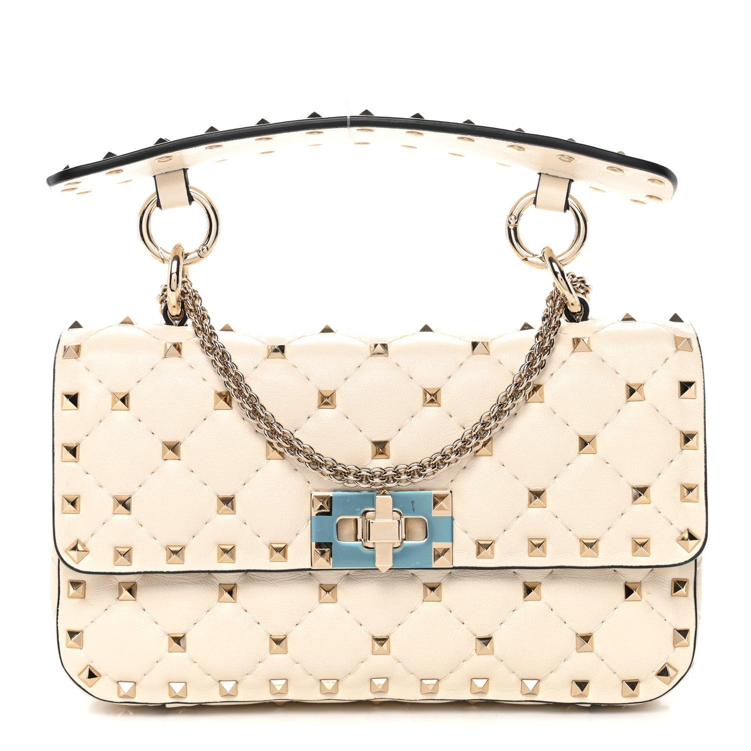 Valentino Garavani Nappa Small Rockstud Spike Shoulder Bag Light Ivory 1 of 9
