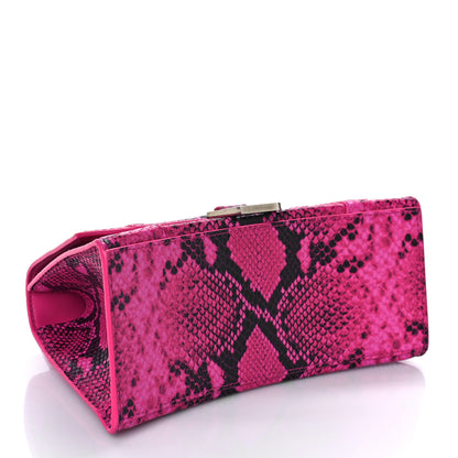 Balenciaga Shiny Calfskin Python Effect Small Hourglass Top Handle Bag Fuchsia Black 4 of 11