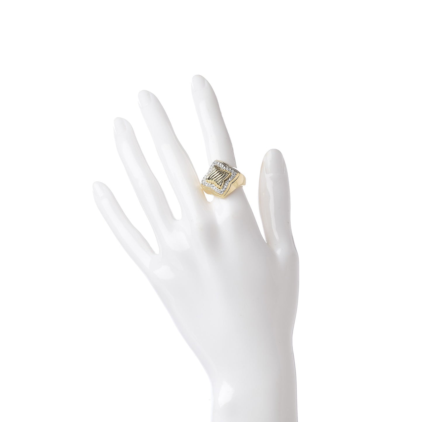 18K Yellow Gold Diamond 14mm Quatrefoil Ring 51 5.75