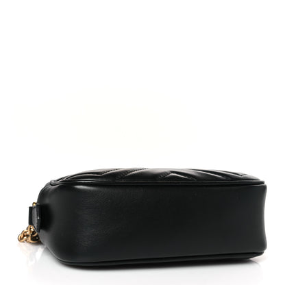 Gucci Calfskin Matelasse Mini GG Marmont Chain Shoulder Bag Black 4 of 11