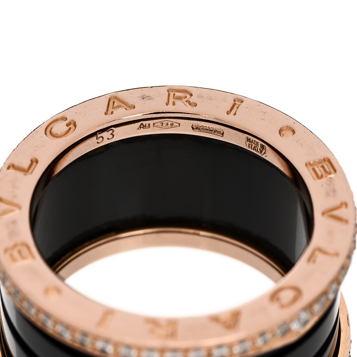 Bulgari 18K Rose Gold Black Ceramic Diamond B.Zero1 Four-Band Ring 53 6.25 5 of 5