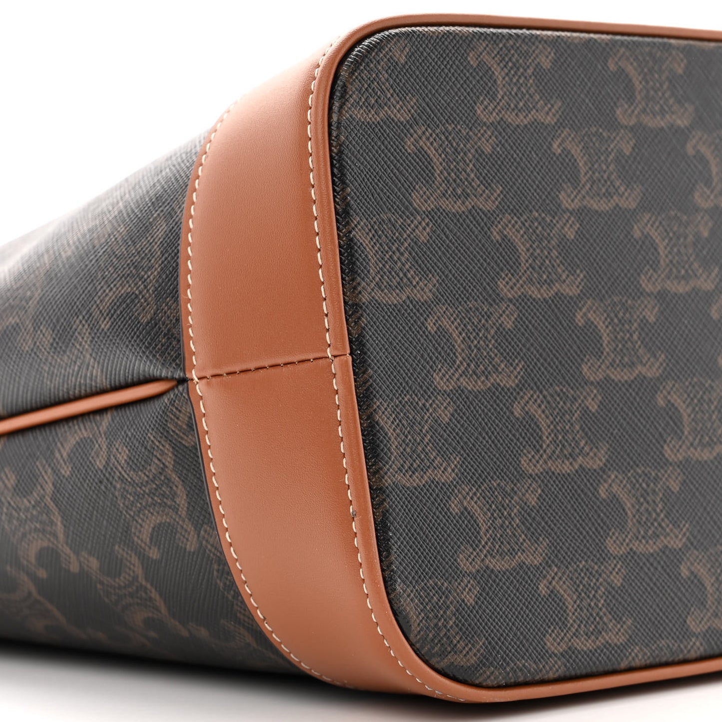 Triomphe Canvas Calfskin Small Cabas Bag Tan