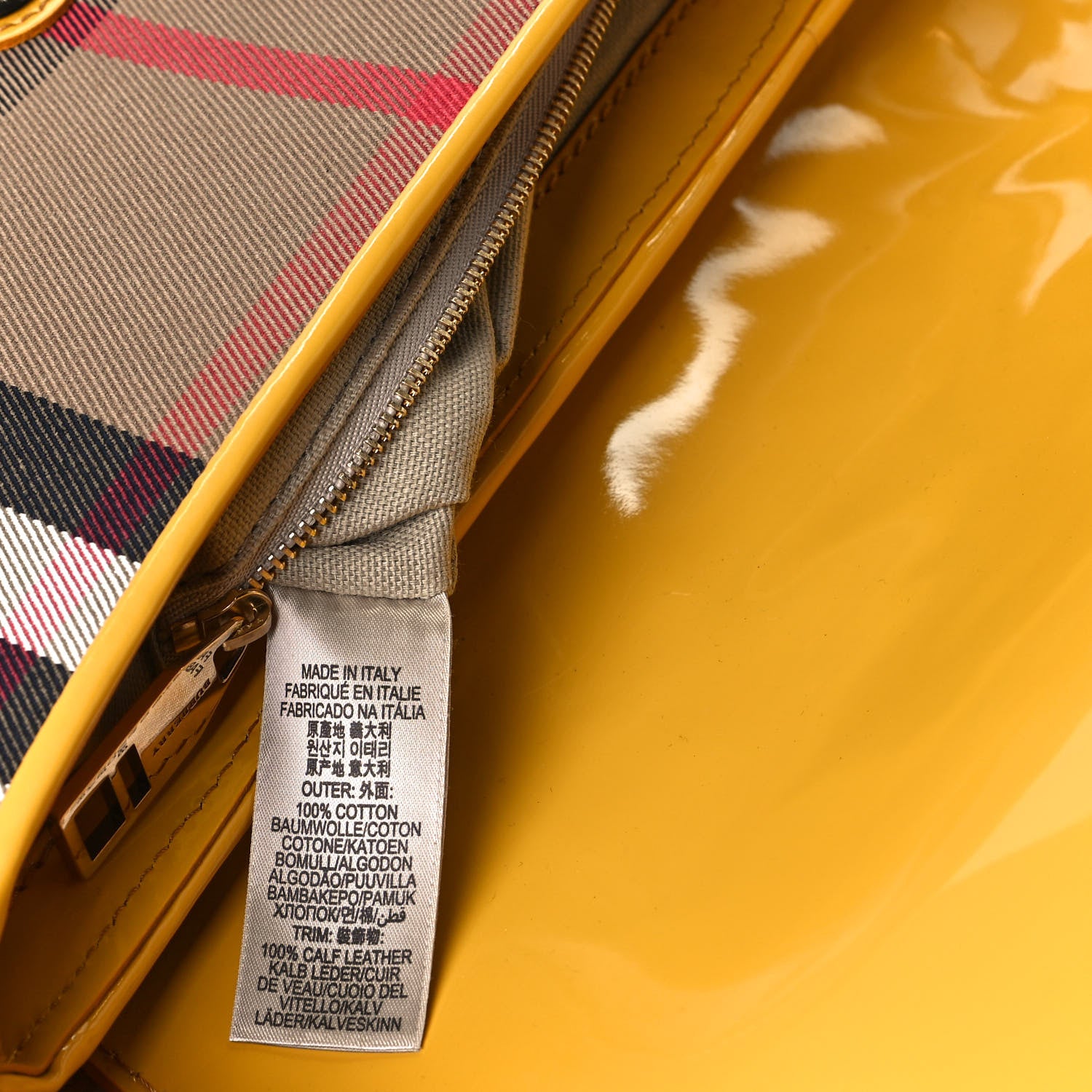 Burberry Patent Lilford Check Crossbody Bag Yellow 7 of 17