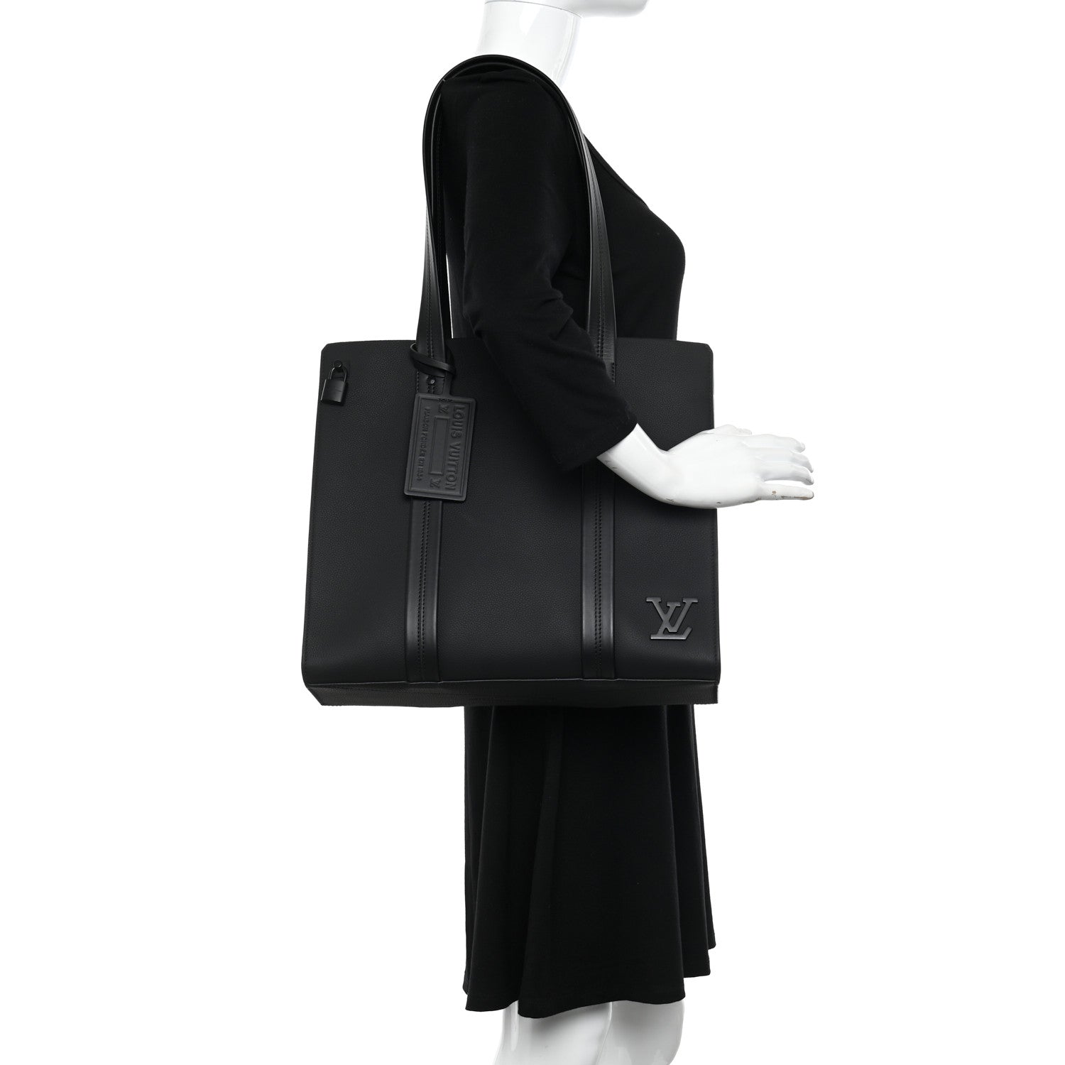 Louis Vuitton Grained Calfskin LV Aerogram Tote Black 2 of 11
