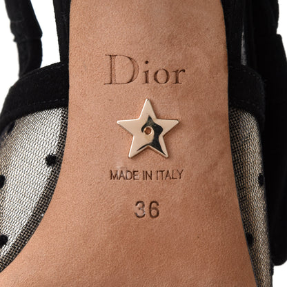 Christian Dior Mesh Plumetis Crystal Suede J'Adior Slingback 65mm Pumps 36 Nude Black 7 of 10