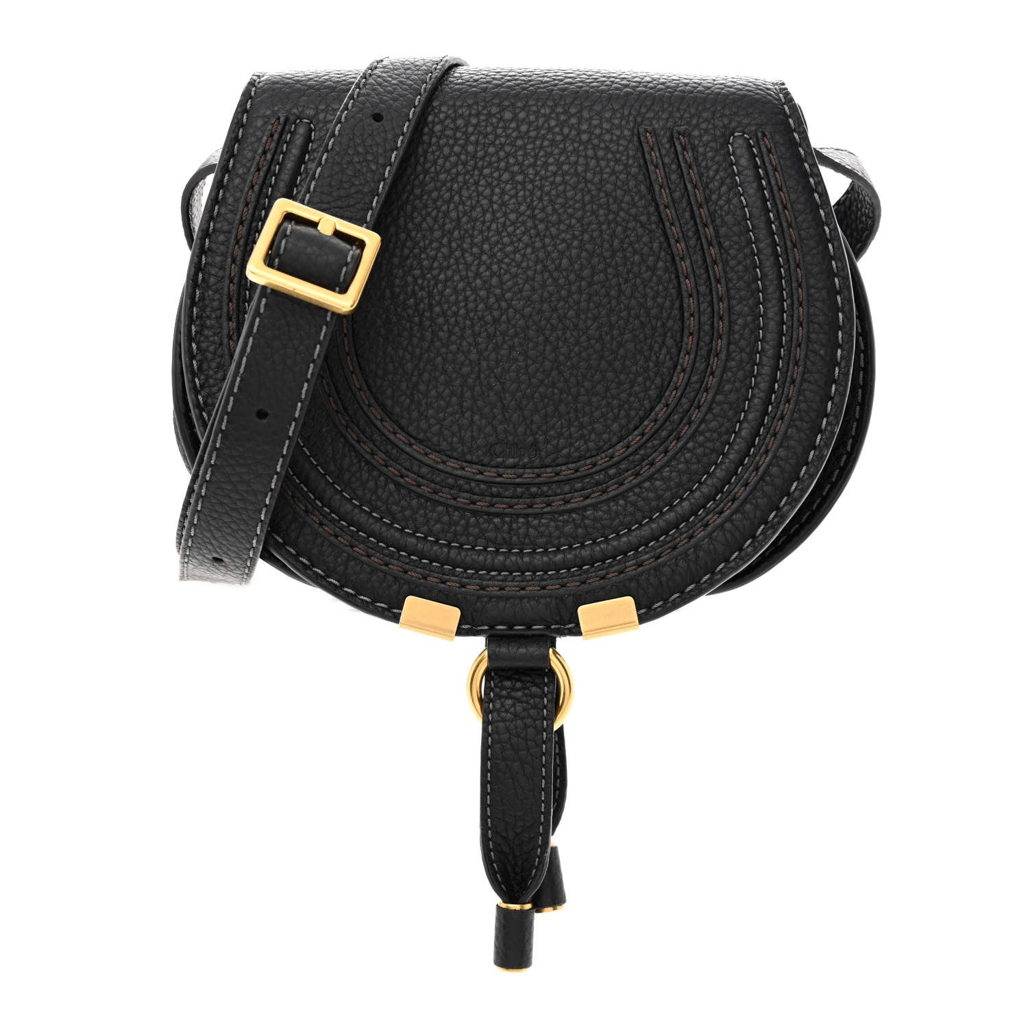 Chloe Calfskin Mini Marcie Round Crossbody Bag Black 1 of 10