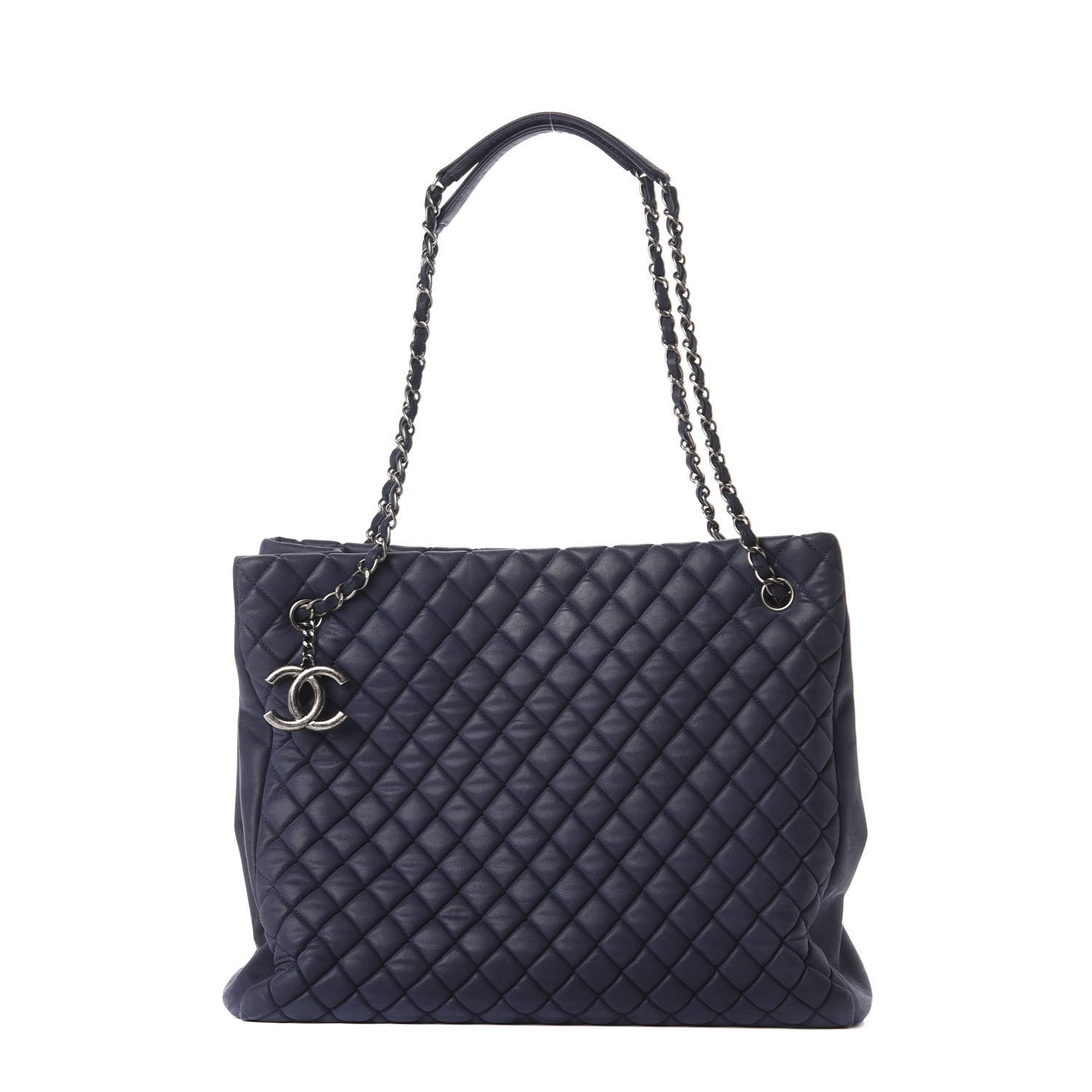 Chanel Iridescent Calfskin Quilted New Bubble Tote Dark Blue 1 of 9