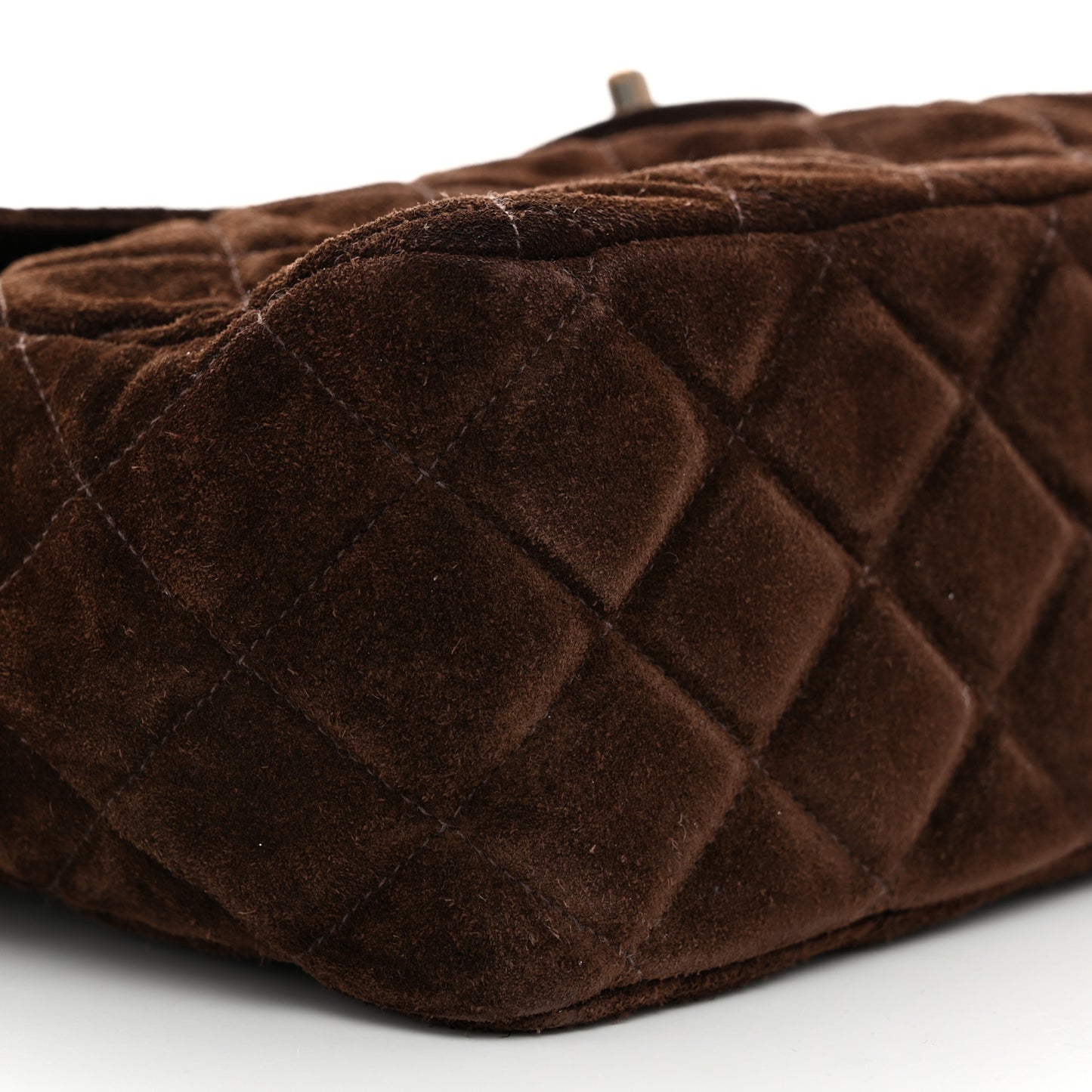 Suede Quilted Jumbo Single Flap Brown