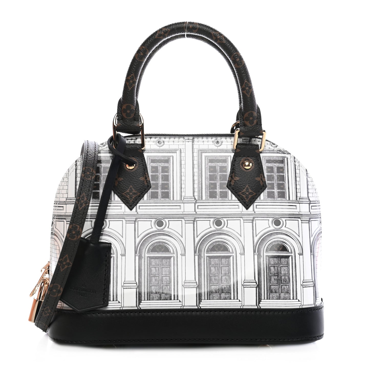 X FORNASETTI Calfskin Architettura Alma BB Black White