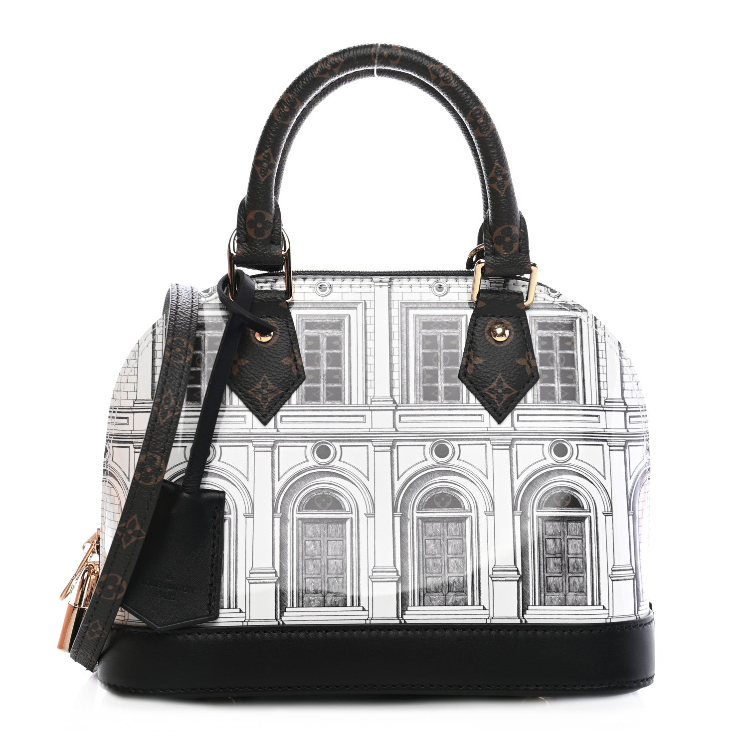 Louis Vuitton X FORNASETTI Calfskin Architettura Alma BB Black White 1 of 8