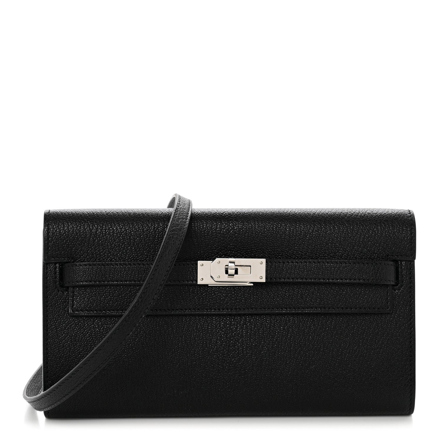 Hermes Chevre Mysore Kelly Wallet To Go Black 1 of 8