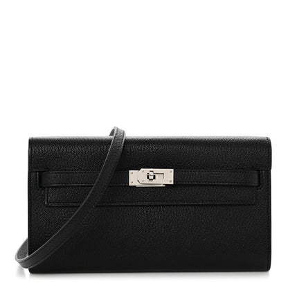 Hermes Chevre Mysore Kelly Wallet To Go Black 1 of 8