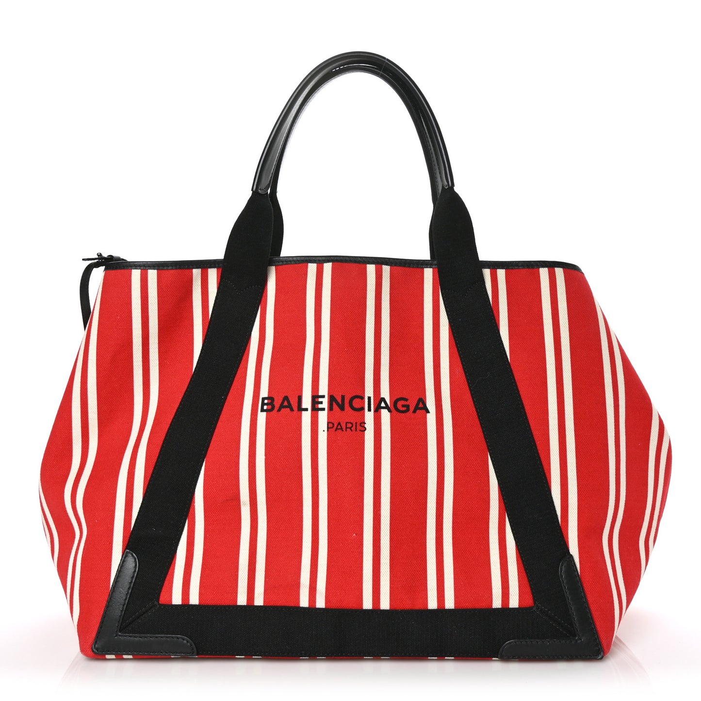 Canvas Navy Striped Cabas M Red