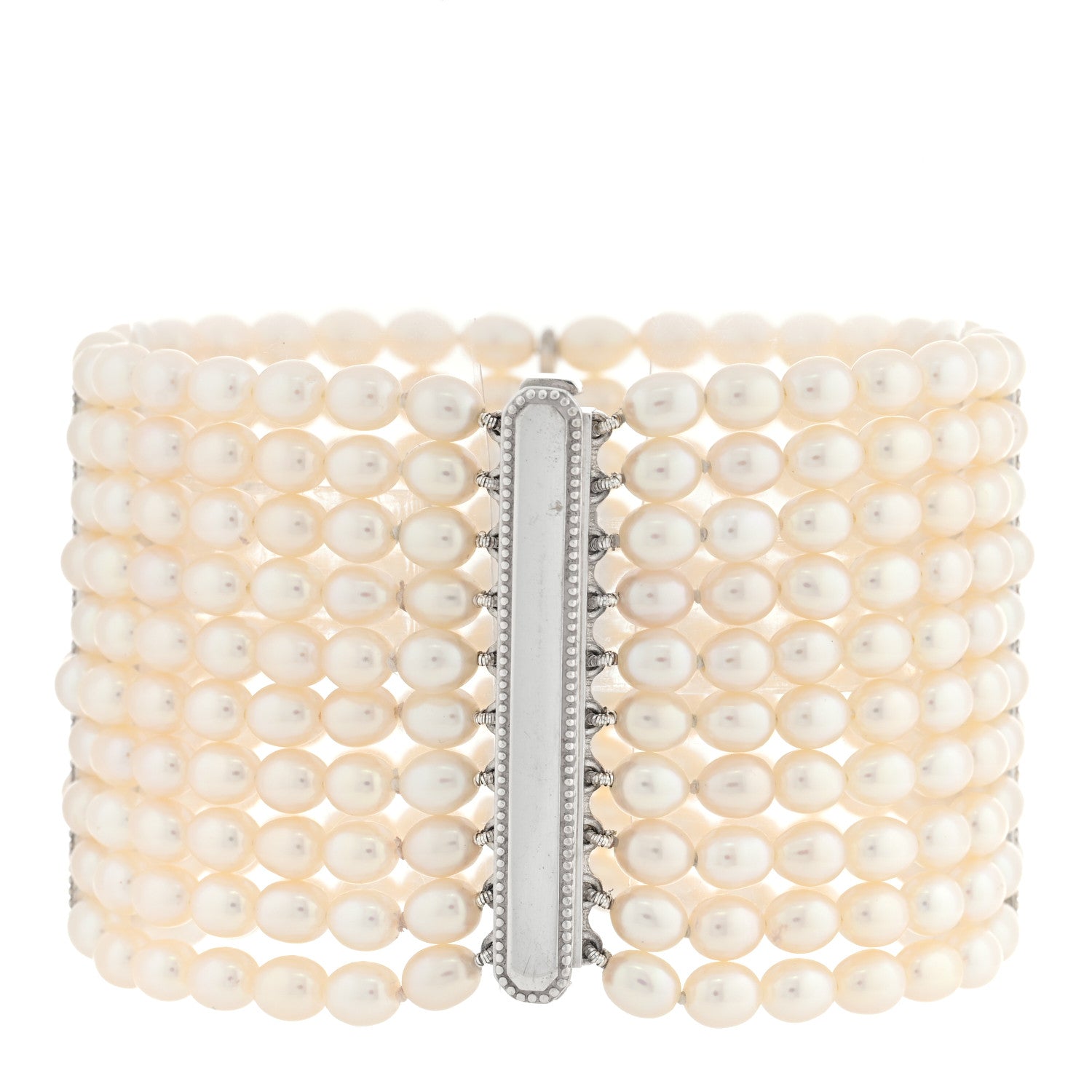 Tiffany Sterling Silver Freshwater Pearl 4.5mm Ziegfeld 10 Strand Bracelet 2 of 3