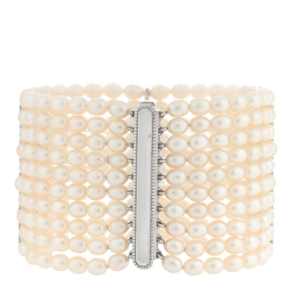 Tiffany Sterling Silver Freshwater Pearl 4.5mm Ziegfeld 10 Strand Bracelet 2 of 3
