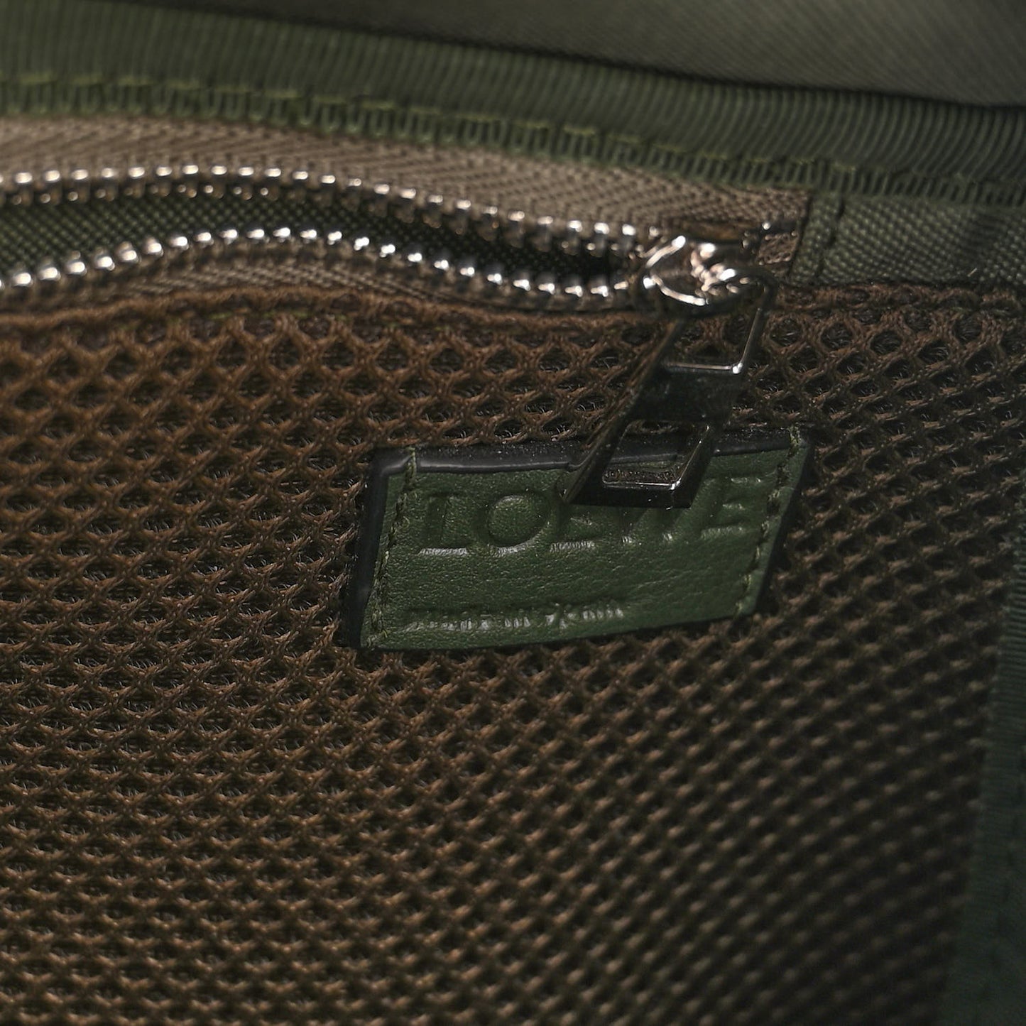 Jacquard Anagram Calfskin Round Slim Backpack Khaki Green