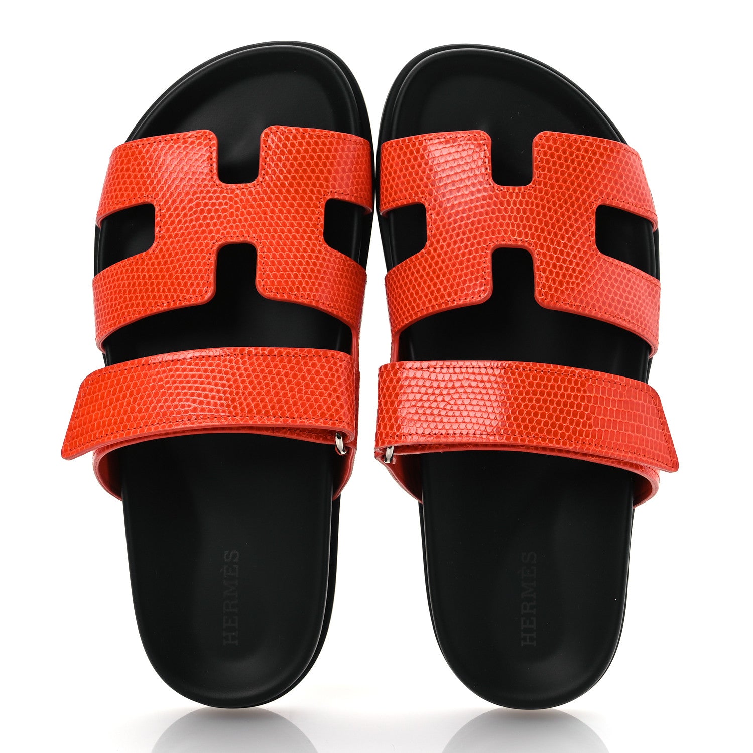 Hermes Lizard Womens Chypre Sandals 37 Orange Synthetique 2 of 11