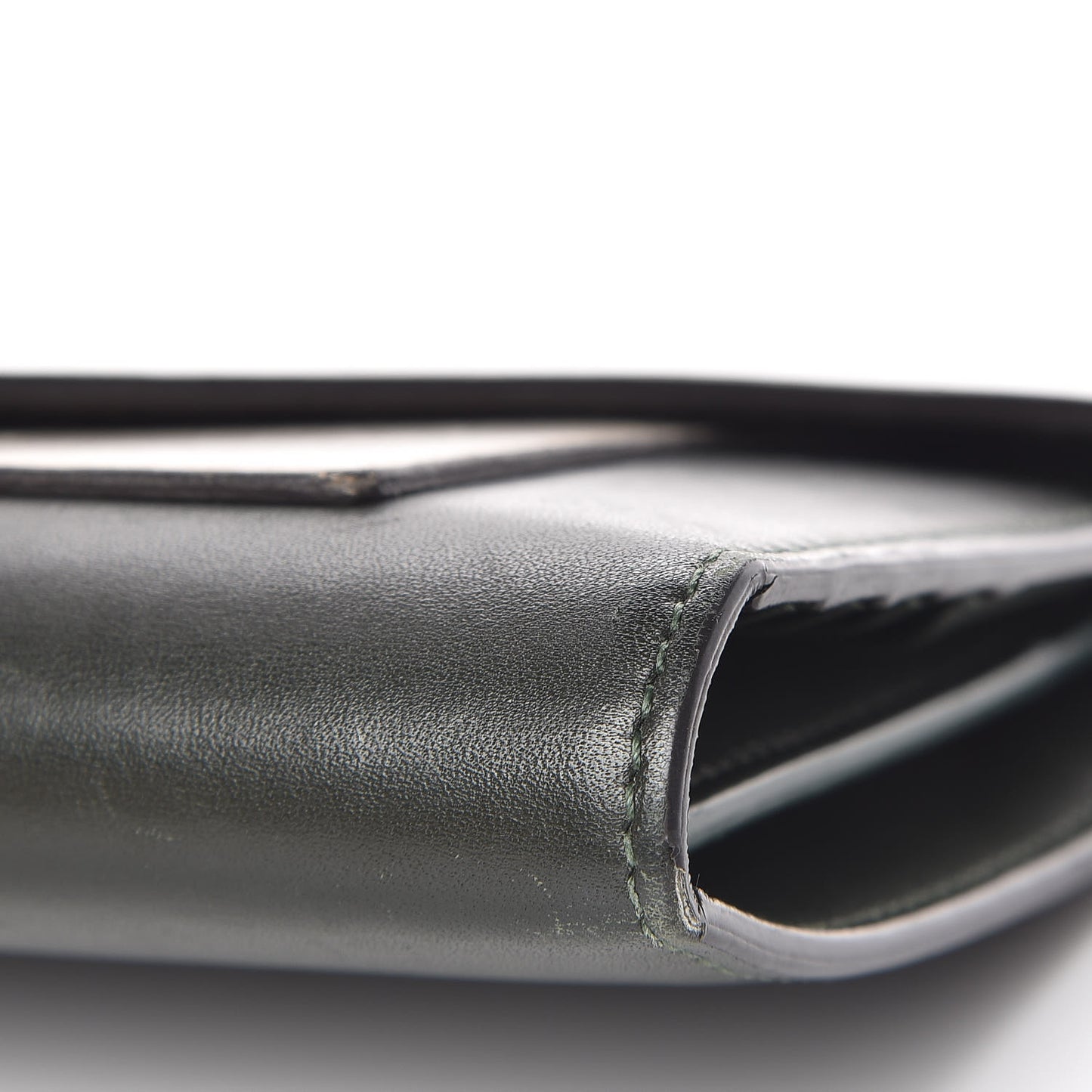 Smooth Calfskin Pocket Tri-Fold Multifunction Envelope Flap Wallet Jade