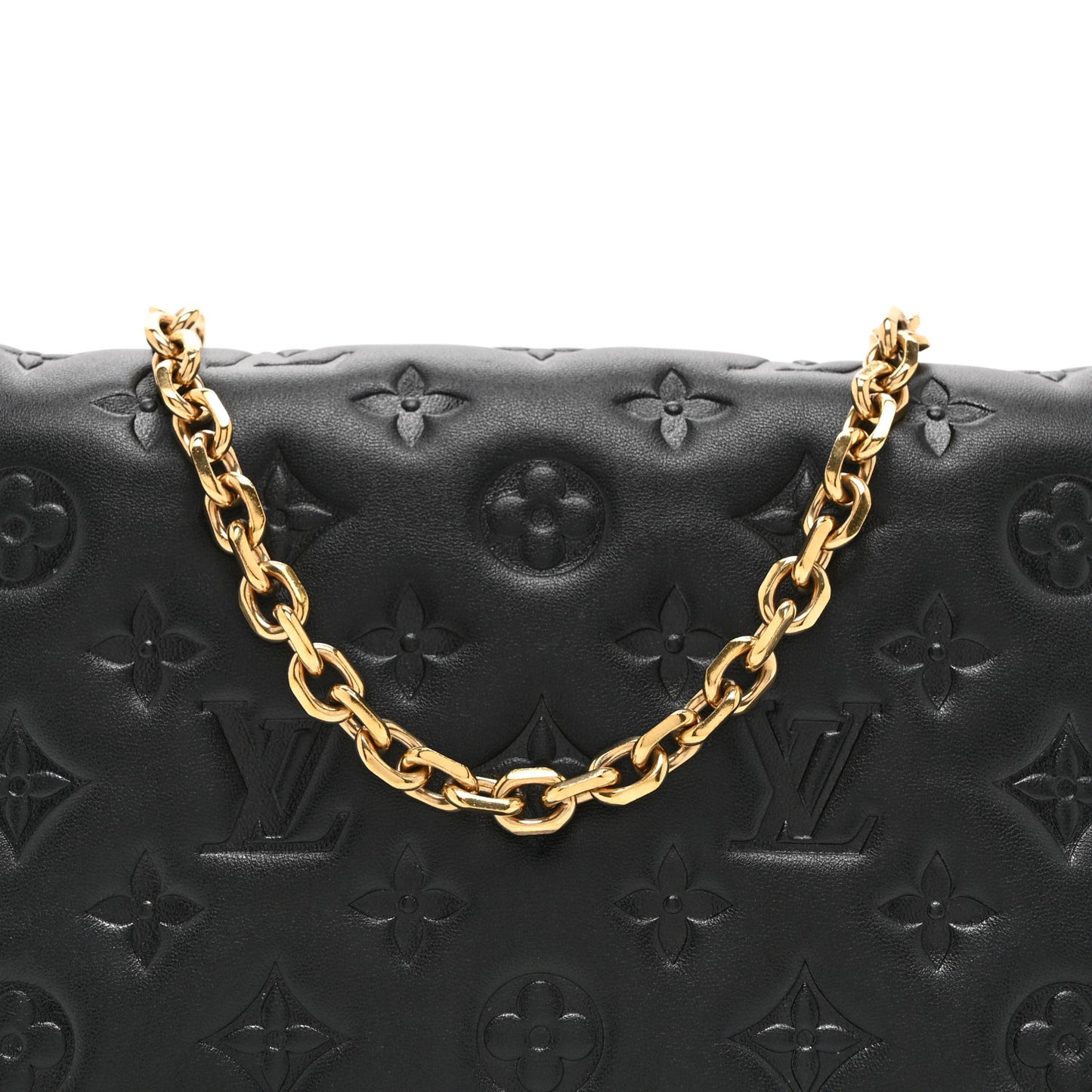 Lambskin Embossed Monogram Pochette Coussin Black