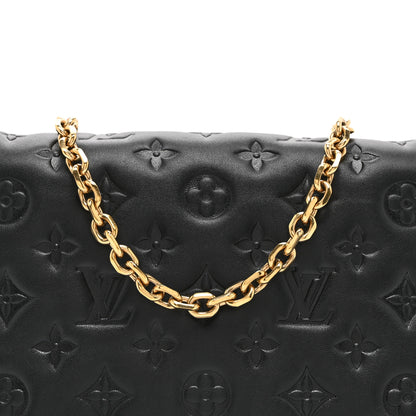 Louis Vuitton Lambskin Embossed Monogram Pochette Coussin Black 7 of 9